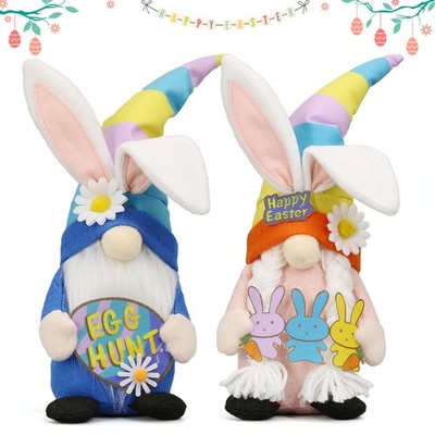 Easter Bunny Gnome Indoor Decor Tiered Tray Stuffed Centerpiece Spring Decor Set