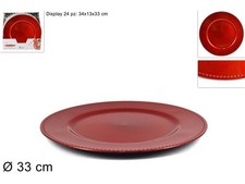 1 Pezzo Sottopiatto Natale Natalizio in Plastica Puntinato Rosso 33 cm