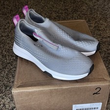 Kuru Atom Womens Size 10 Gray White Pink Walking Slip On Shoes Sneakers New