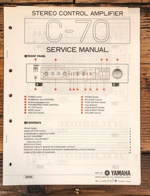 Yamaha C-70 Preamp / Preamplifier Service Manual *Original*