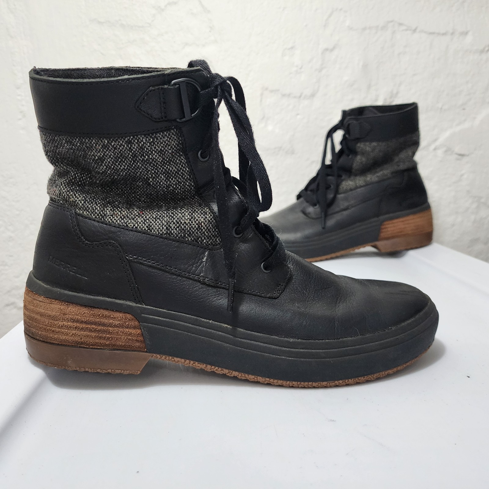 Stivali impermeabili Merrell Haven Mid stringati neri da donna taglia 10 5 US EUR 42