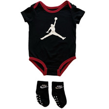 Air Jordan Baby One Piece Romper w/Iconic Jumpman Logo Sz 18 mos & Nike socks