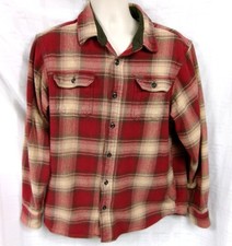 Orvis Shacket Mens Red Plaid Button Up Heavy Flannel Shirt Jacket Size XL