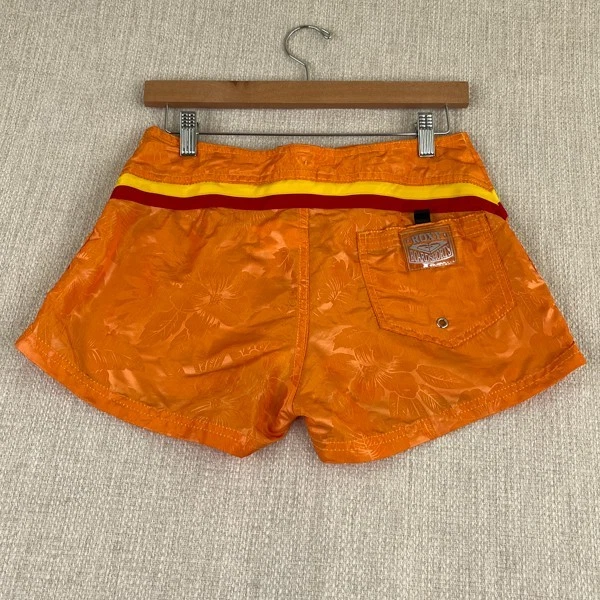 Vintage Roxy Board Shorts Womens 100% Nylon Y2K Orange Surf Beach 2" Inseam USA - Image 2 of 4