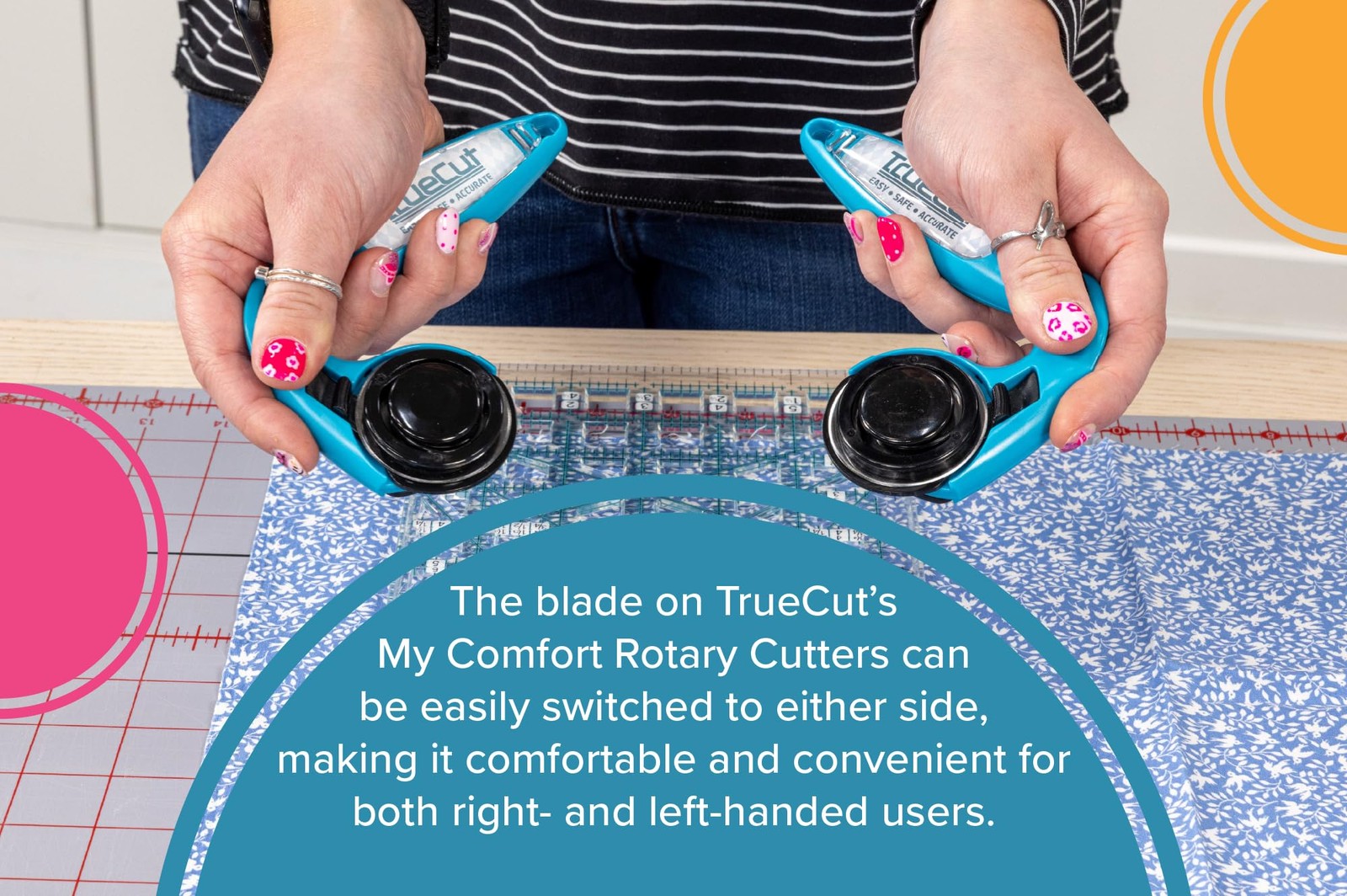 TrueCut My Comfort Rotary Cutter - 45mm Ergonomic Wheel Cutter for Fabric, Qu...