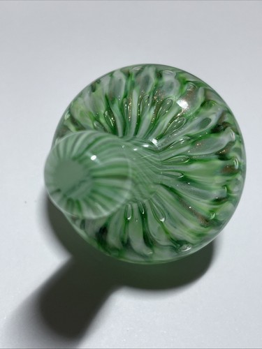 TVG Teign Valley Glass Hand Blown Green Gold Stone Spinning Top - Picture 2 of 8