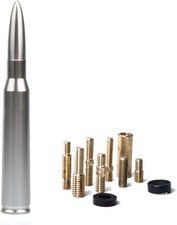 Bullet Antenna Heavy Gauge Billet Short Compatible with Cars Silver Decoration 