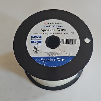 RadioShack 100 Ft 16 AWG Stranded In-Wall Speaker Cable White