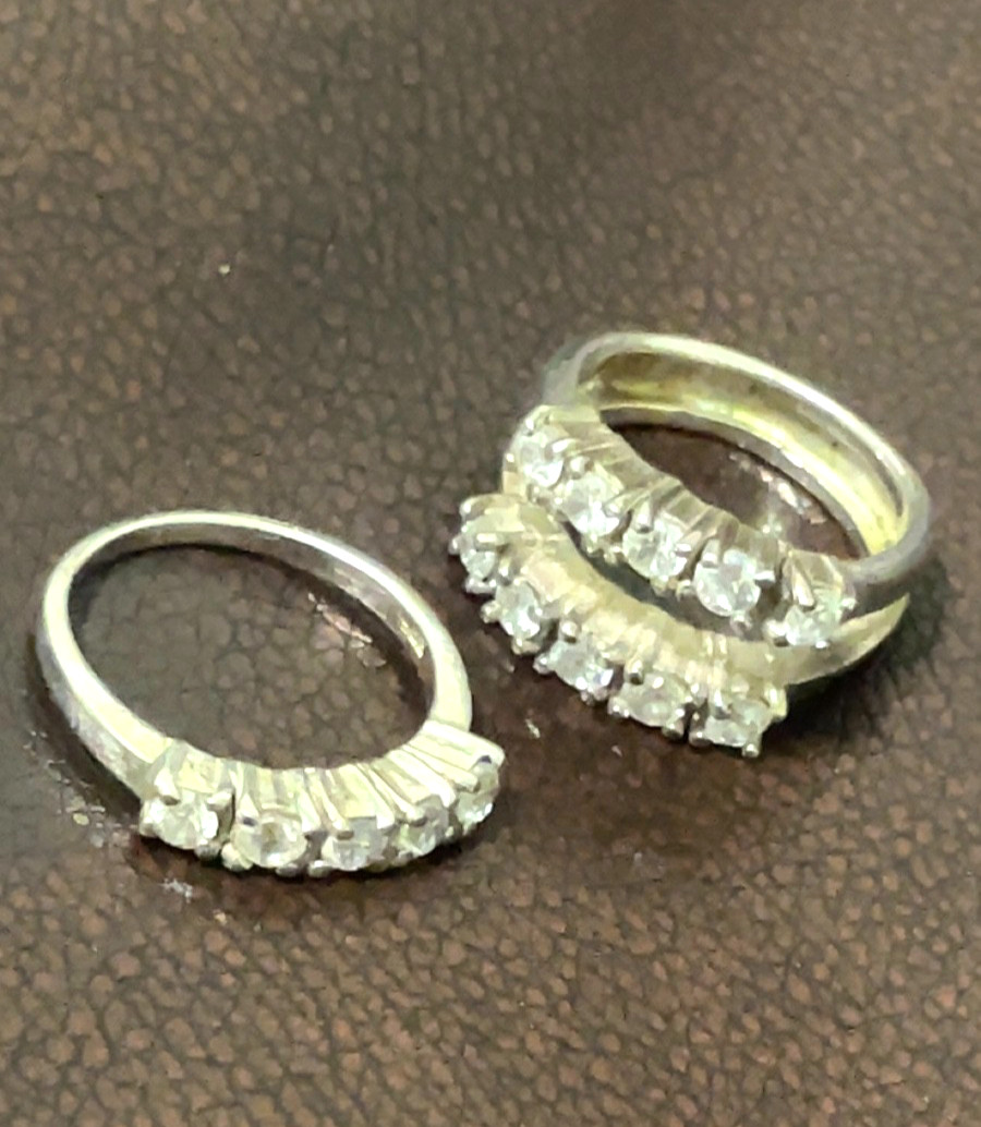 S925 Silver CZ statement ring and ring gaurd sz-6 - image 2