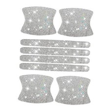8pcs Bling Car Door Handle Protector Stickers,Crystal Rhinestone Glitter White