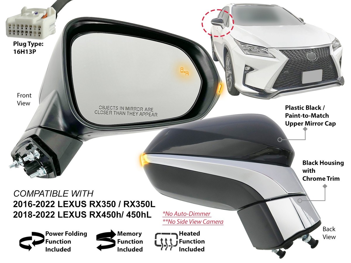 Power Folding Blind Spot Mirror for RX350 RX350L RX450h RX450hL