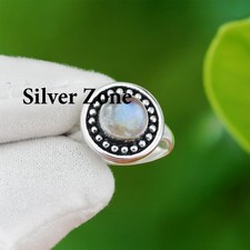 Rainbow Moonstone 925 Sterling Silver Handmade Jewelry Ring Size 5 to 13