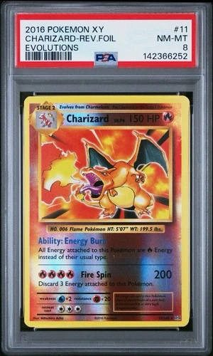 2016 Pokémon XY Evolutions: Rev. Foil Charizard #11 PSA 8