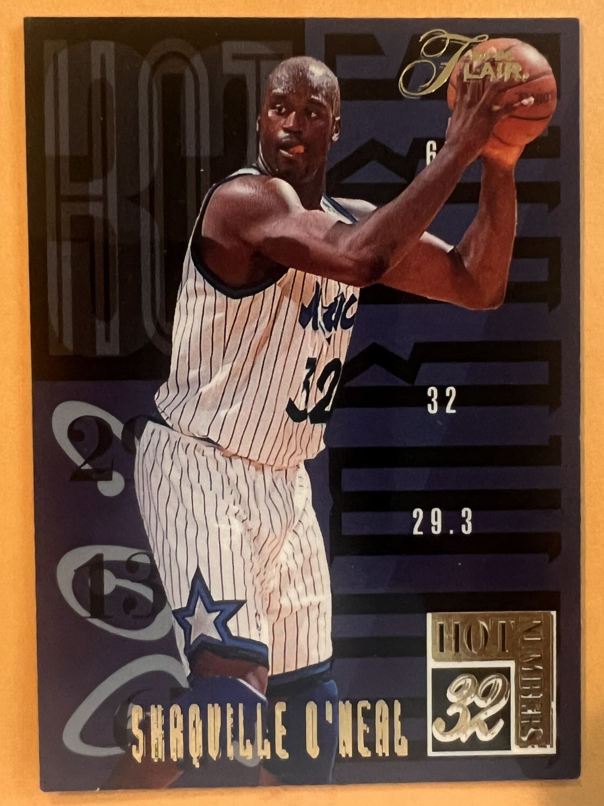 1994-95 Fleer Flair Shaquille O'Neal Hot Numbers Gold #12 Magic