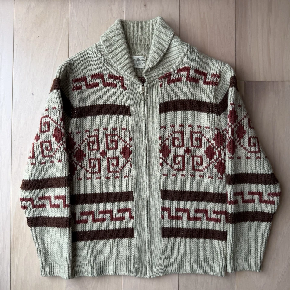Vintage Pendleton Cardigan L Multicolor 70s Wool Full Zip Big Lewboski Oregon - Image 2 of 4