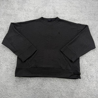 Polo Ralph Lauren Sweatshirt Womens Medium Charcoal Gray Herringbone Pony Pocket
