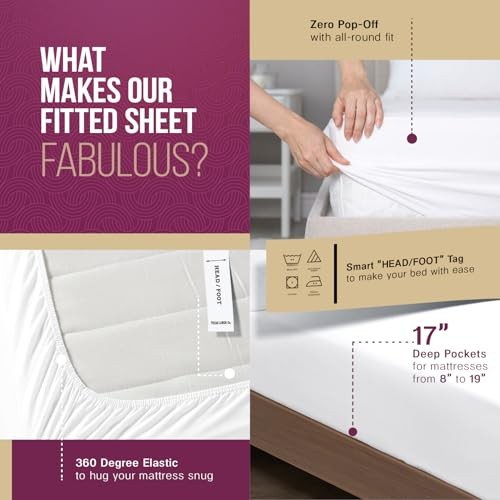 Egyptian Cotton Sheets King Size - 1200 Thread Count 4 PC King Sheets Set - Picture 6 of 7