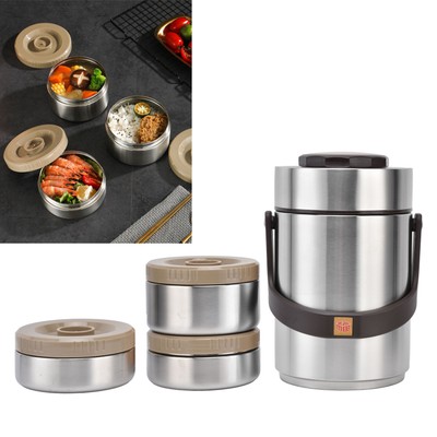 Stainless Steel Vacuum Insulated Lunch Box 3 Tier Stackable Hot Food Containers