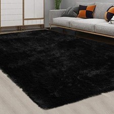 Shag Fluffy Area Rug Modern Indoor Plush 8' x 10' Extra Soft 8 x 10 Feet Black