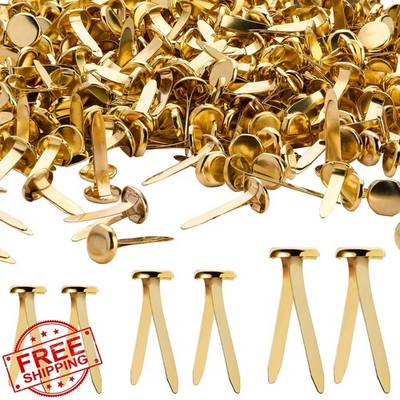 Ferraycle 500pc Mini Brads Fasteners Brass Paper Crafts DIY 0.5-1 Inch