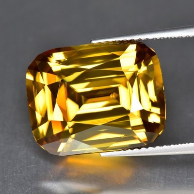 18.46Ct Custom Cushion Cut Mesmerizing Sparkles Gem Unheated Vivid Yellow Zircon