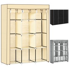 Produktbild - Stoffschrank, Faltschrank, Kleiderschrank mit Kleiderstangen, 8 Ebenen Renoviert