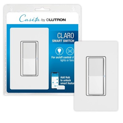Lutron Claro Smart Light Switch w/ Wall Plate for Caseta Lighting, for LED Li...