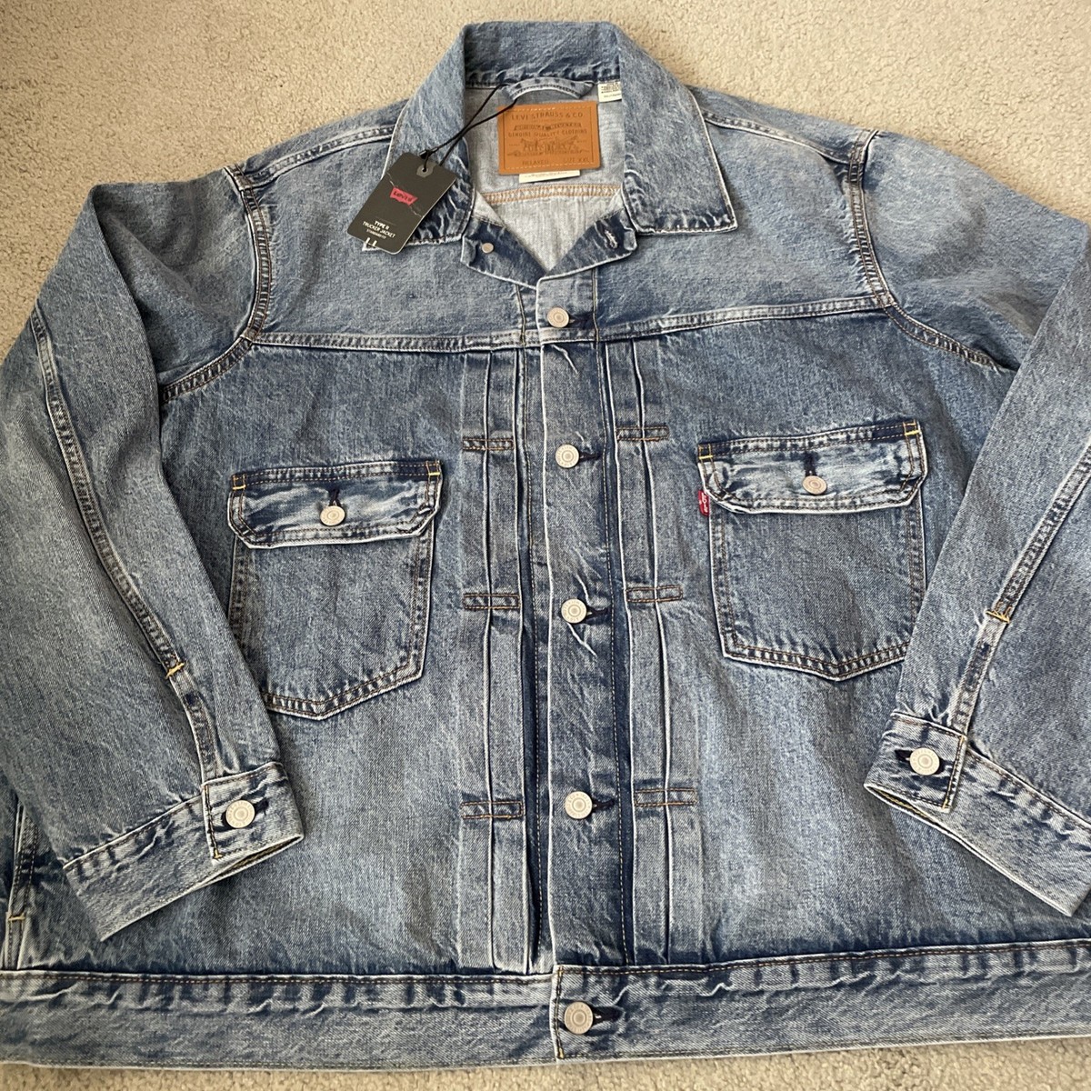 LEVI'S Men's 2XL Trucker Type 2 Premium Denim Jean Jacket Blue