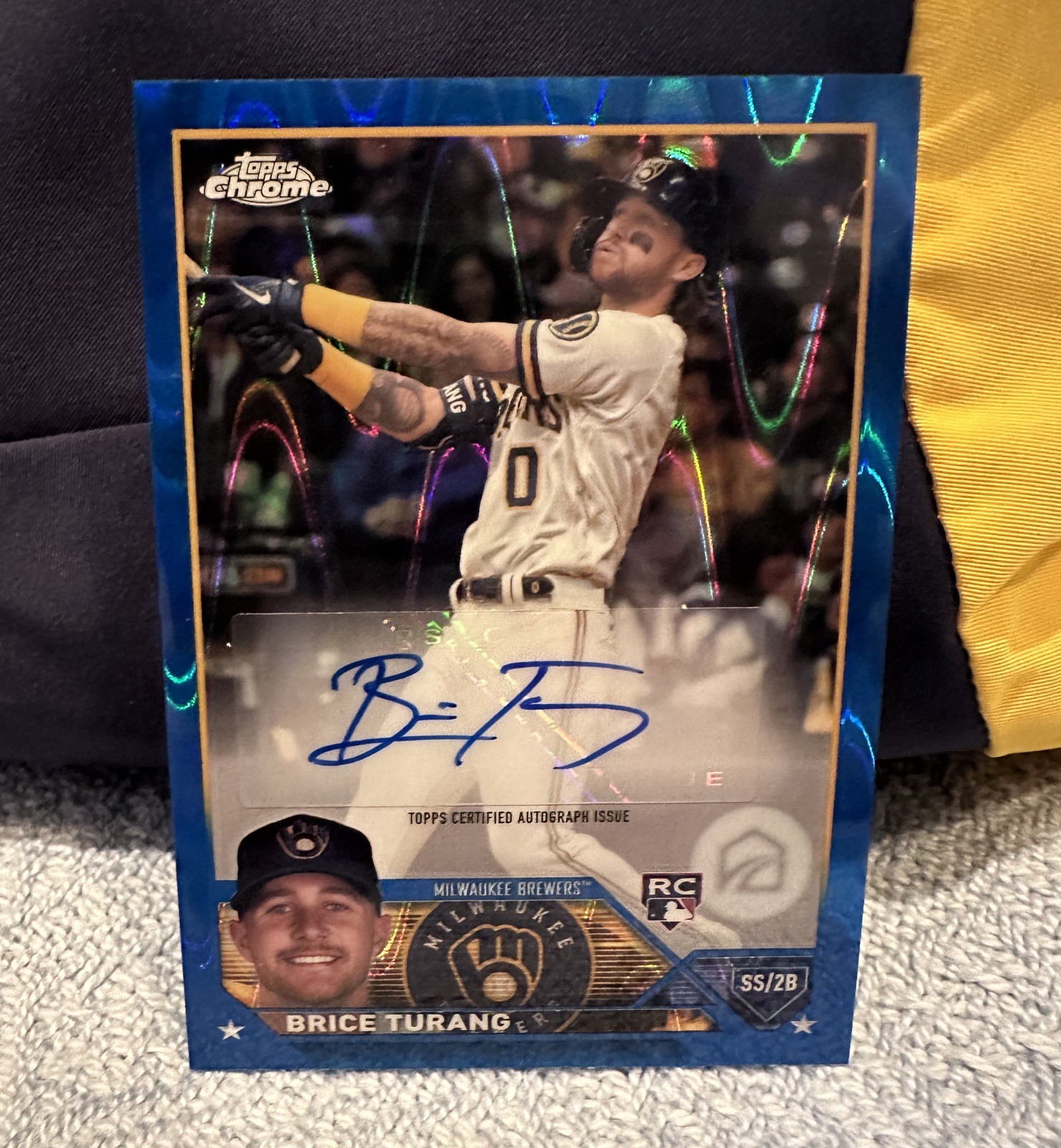 Brice Turang Blue Raywave Auto /150 Rookie 2023 Topps Chrome Update #AC-BTU RC