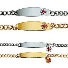 CLEARANCE Child, Ladies, Unisex /Mens Link Style Medical Alert ID Bracelet