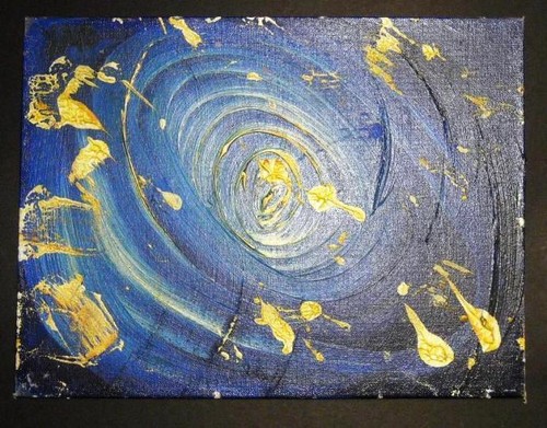 OUTER SPACE 1967 * ORIGINAL OIL PAINTING * signed SWK * cosmic abstract vortex - Picture 3 of 13