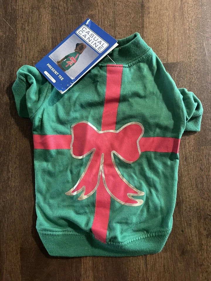 Camiseta Informal Regalo Canino Talla X-Pequeña Navidad Roja Verde y Dorada Ropa para Perros Foto 2 de 4