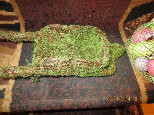 METAL WHEELBARROW COVERED IN FAUX MOSS WITH 20 EASTER EGGS--#E1-12 - Picture 7 of 24