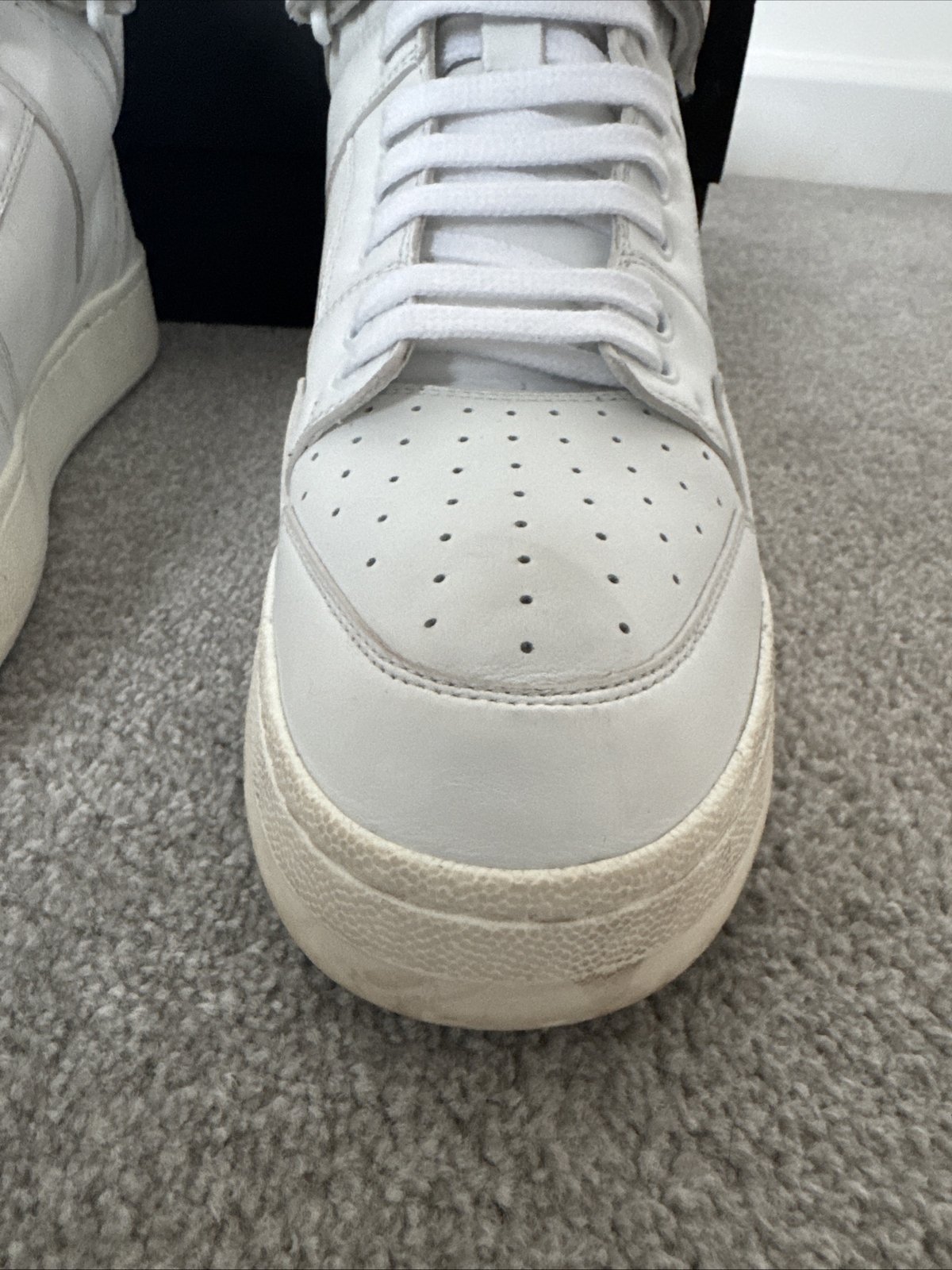 Scarpe da ginnastica Saint Laurent SL mid top taglia 9 UK 43 bianco ottico sneaker