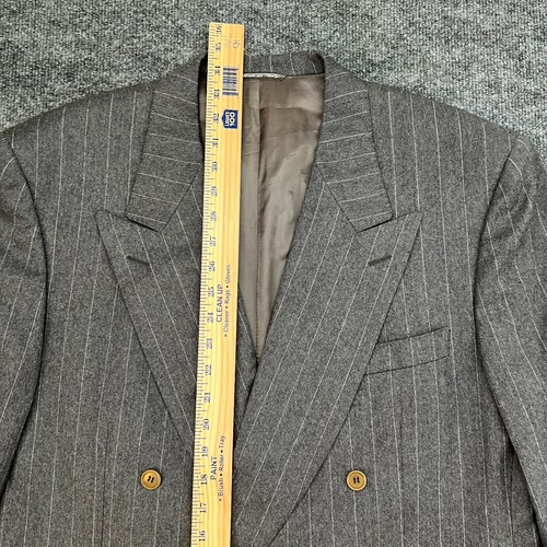 Canali Men's Wool/Cashmere Double Breasted Flannel Blazer Gray Striped • 44 L - Picture 9 of 17