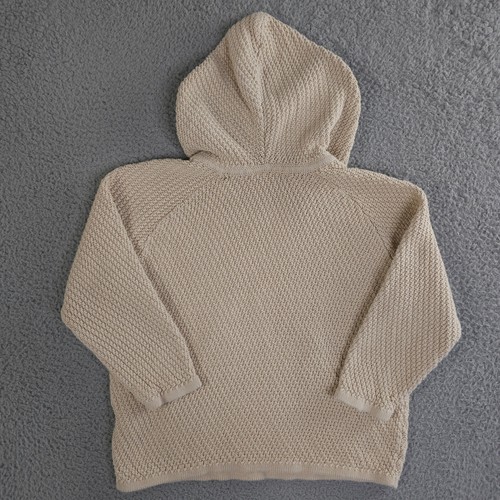 Hanna Andersson Sweater Girls 110 US 5 Beige Hoodie Hooded Knit Pullover Cotton - Picture 2 of 11