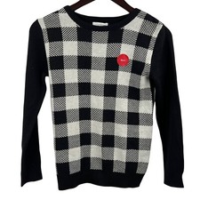 Charter Club Black White Plaid Cotton Sweater Size Medium New