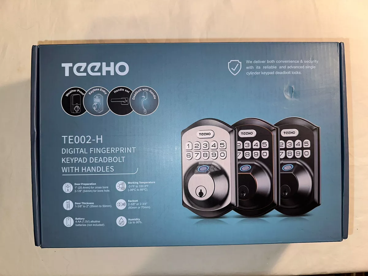 TEEHO Keyless Entry Keypad Smart Electronic Deadbolt Door Lock with Door  Knobs Handles for Front Door in Satin Nickel Finish