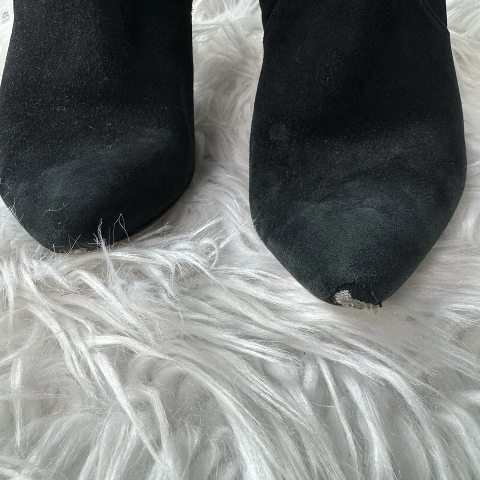 Adrienne Vittadini черная замша над колена ботинки, заостренный носок, серебряные запонки, 7 - Изображение 4 из 4