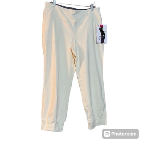 Women with Control Women's Pants Large Petite Tummy Control Ivory Jogger Pockets