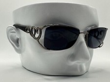 Vintage Y2K Sunglasses  NOS  Large Ornate Style  Grey Lens Pewter Swirl Frame