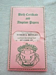 cabbage patch birth certificate