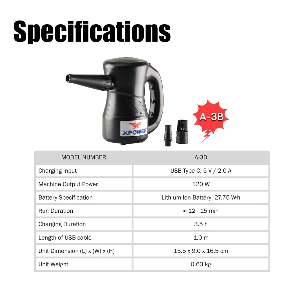 XPOWER A-3B Rechargeable Duster Multius Strong Airflow Quick Clean All Surfaces - Bild 3 von 4