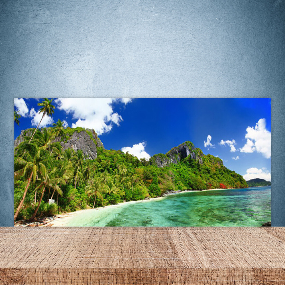 Crédence de cuisine en verre securit 100x50 cm, finition premium paysage
