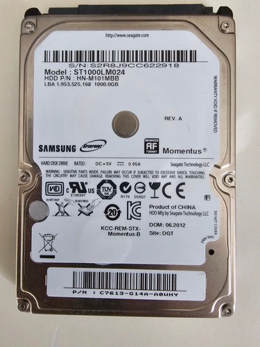 Samsung / Seagate Momentus 1 TB HDD 2,5" 5400 RPM ST1000LM024 SATA-Festplatte