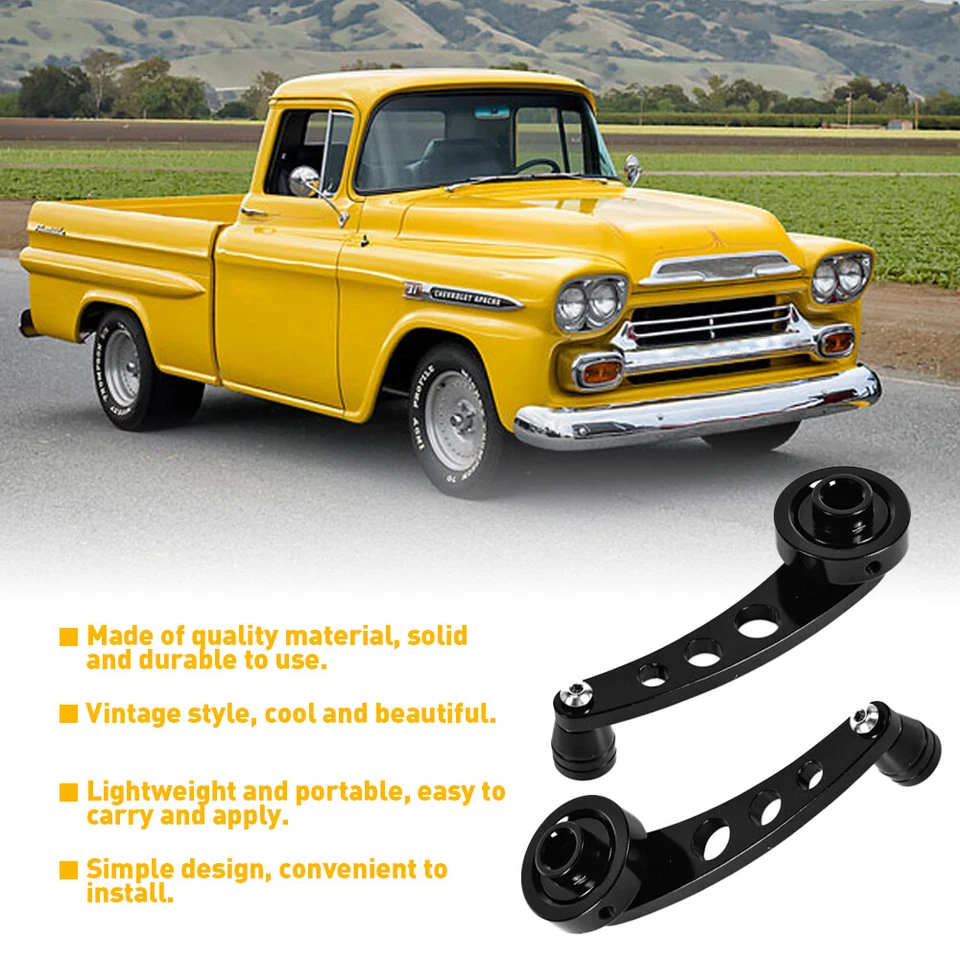 Manivela de ventana de aluminio Billet negro manivela coche camión manija puerta de vidrio universal Foto 4 de 4