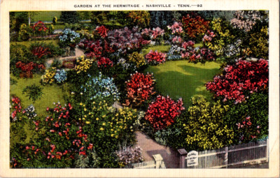 Vintage Postcard Garden At The Hermitage Nashville Tennessee Colorful Blooms