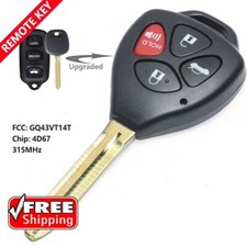 Upgraded Flip Key For Toyota Camry Corolla Sienna Remote Fob Gq43vt14t 4d67 Chip