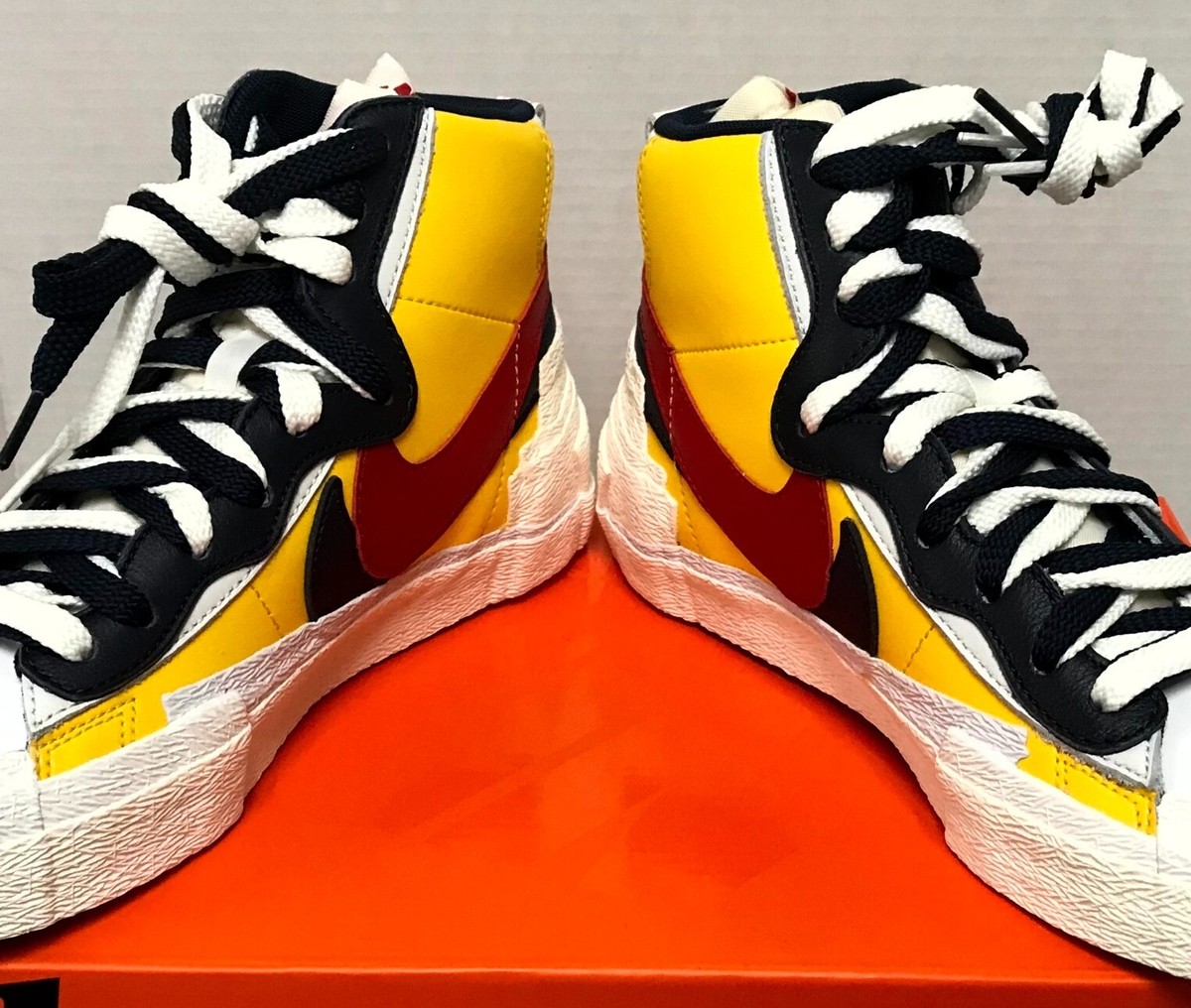 NIKE X SACAI BLAZER MID SNOW BEACH VARSITY MAIZE YELLOW RED SZ 5.5 
