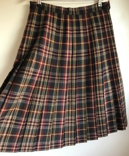 Edinburgh Vintage Tartan 100% wool pleated skirt UK 16/18 Plaid accordion Midi - Picture 3 of 5